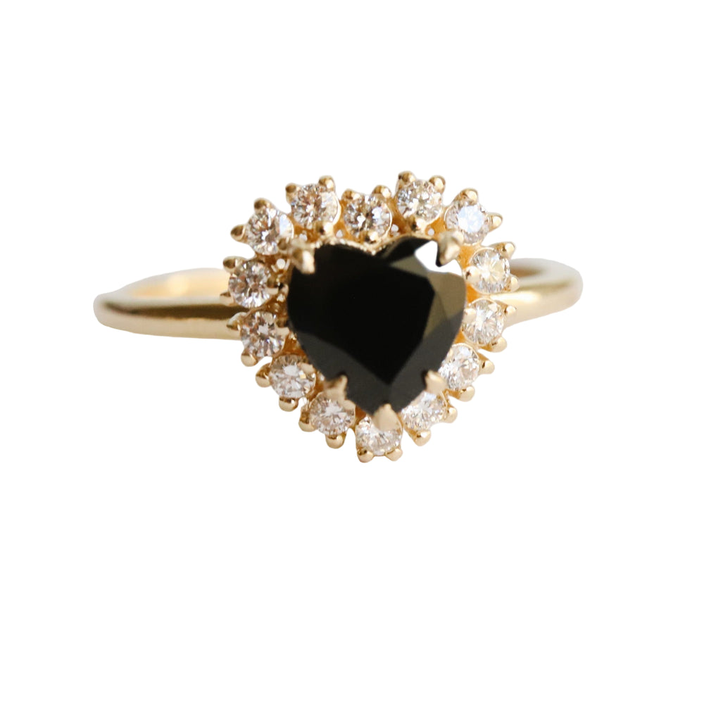 Emma | 1 ct. Heart Black Onyx Halo Ring