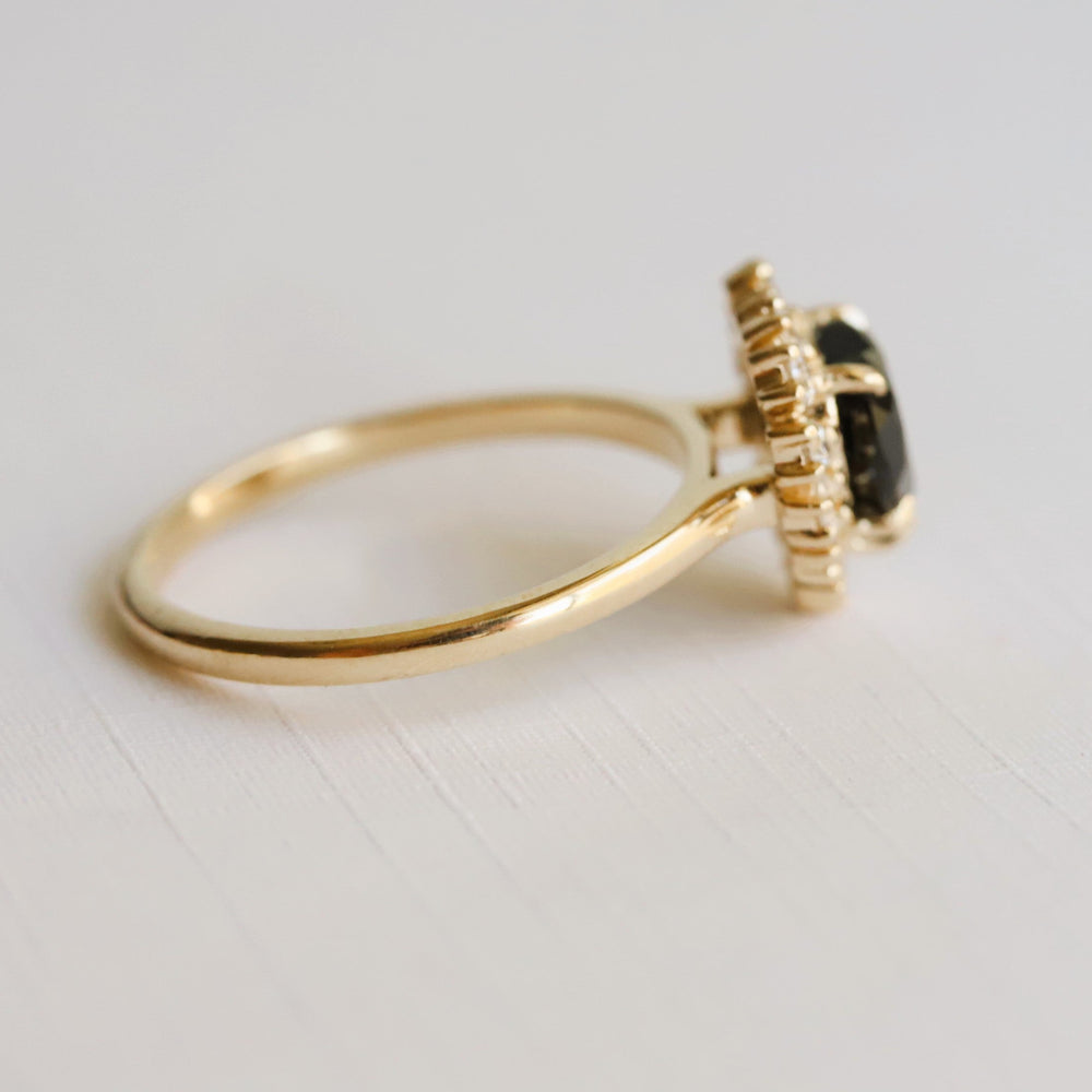 Emma | 1 ct. Heart Black Onyx Halo Ring