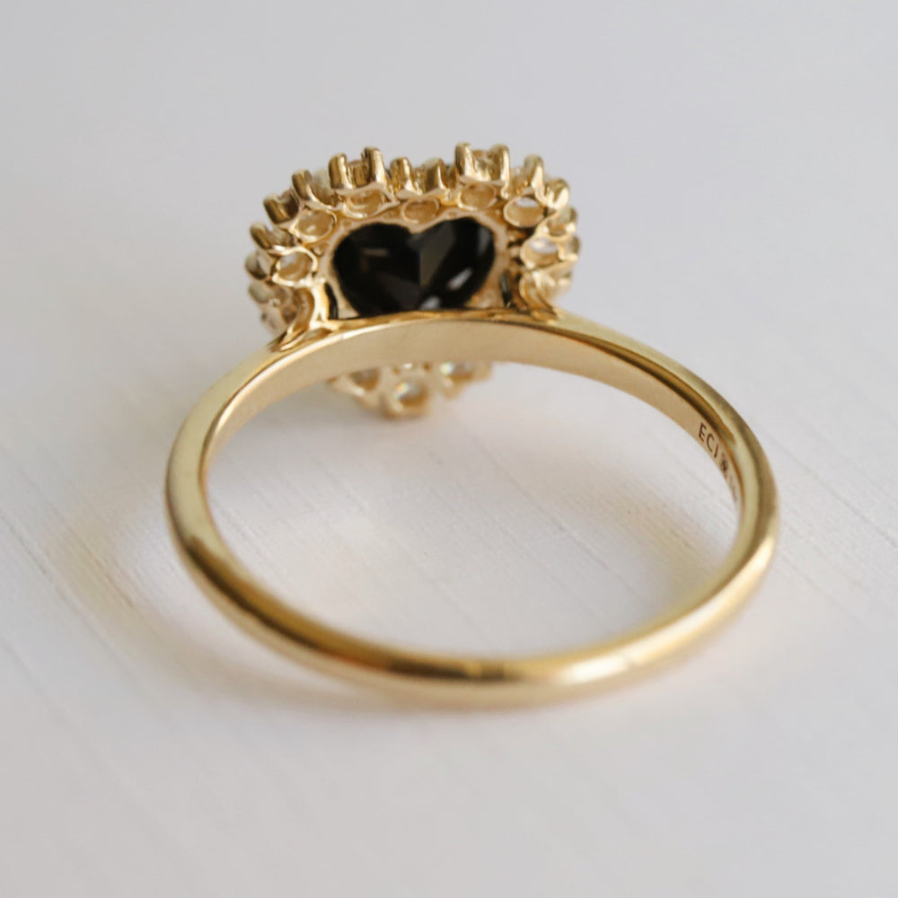 Emma | 1 ct. Heart Black Onyx Halo Ring