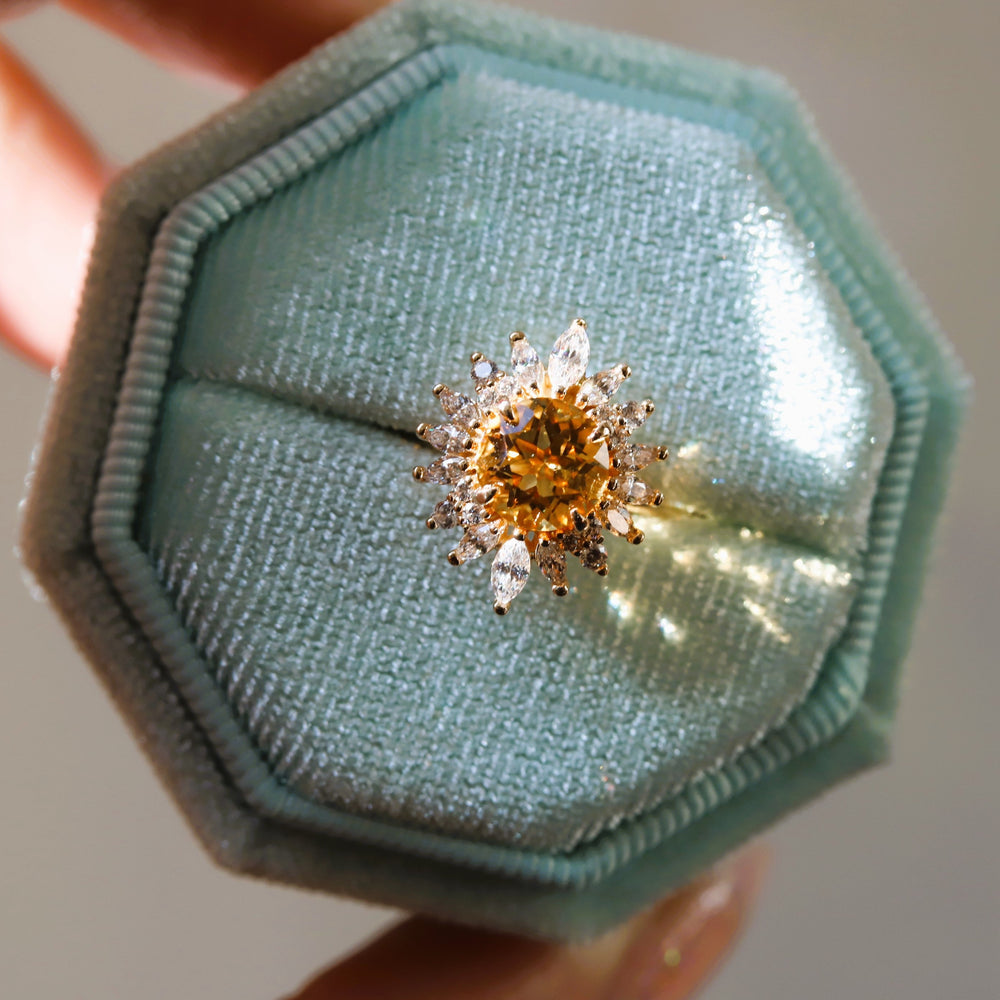 Lana | Round Citrine Halo Ring