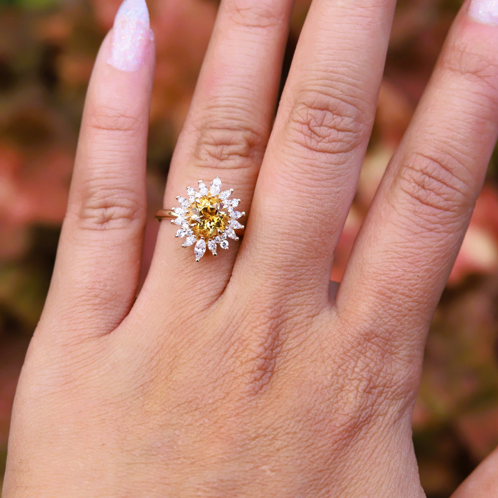 Lana | Round Citrine Halo Ring