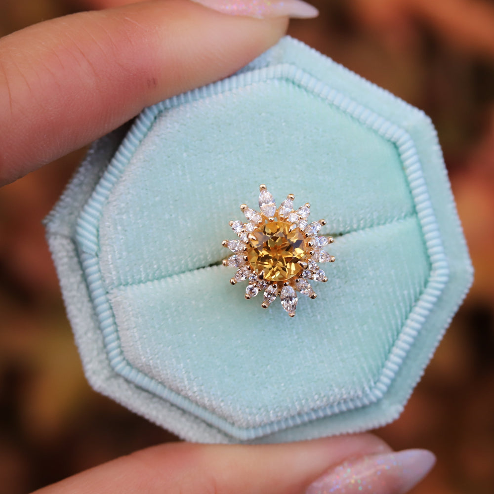 Lana | Round Citrine Halo Ring