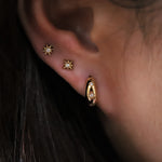 Stella | Chunky Star Engraved Vermeil Huggies Earrings