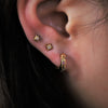 Stella | Colorful Star Engraved Vermeil Huggies Earrings