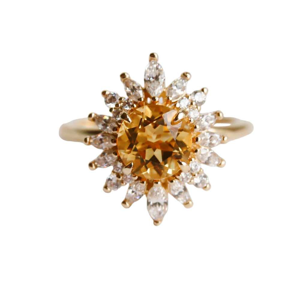 Lana | Round Citrine Halo Ring