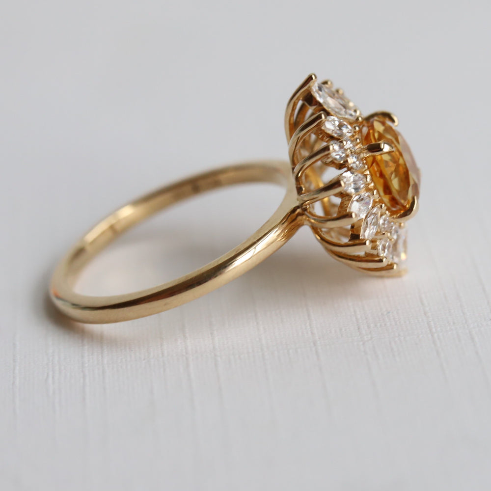 Lana | Round Citrine Halo Ring