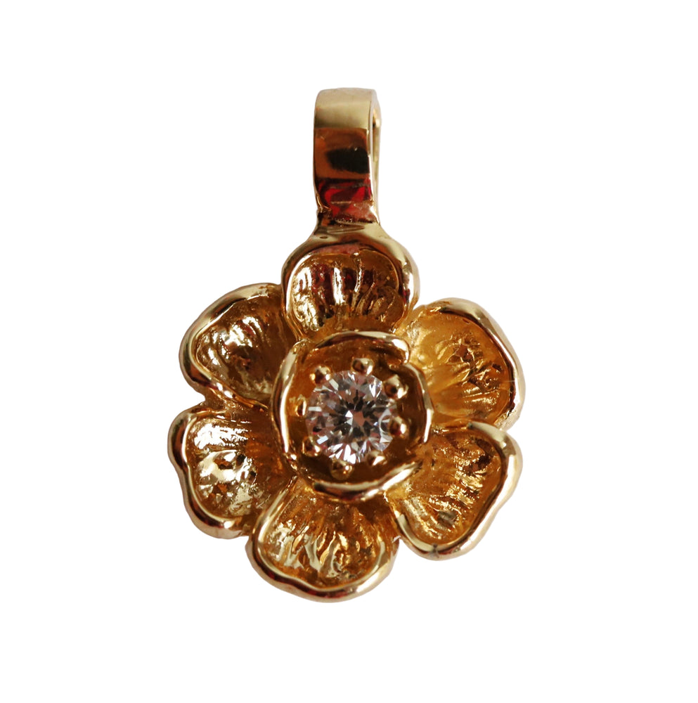 Peony No.4 | Peony and Diamond Pendant