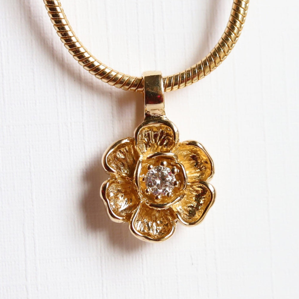 Peony No.4 | Peony and Diamond Pendant