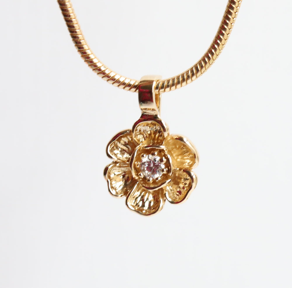 Peony No.4 | Peony and Diamond Pendant