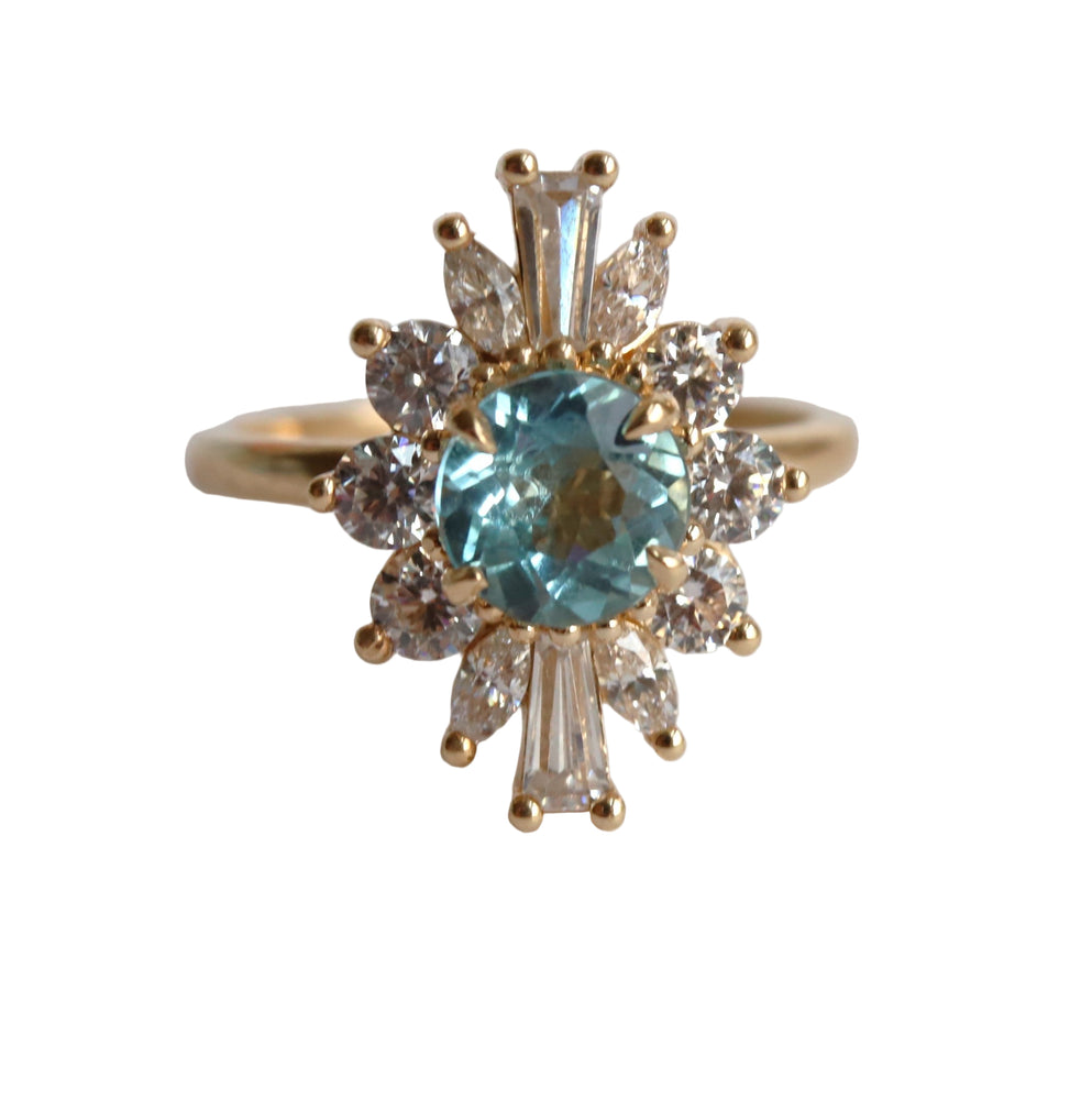 CORA | Round Blue Topaz Halo Ring