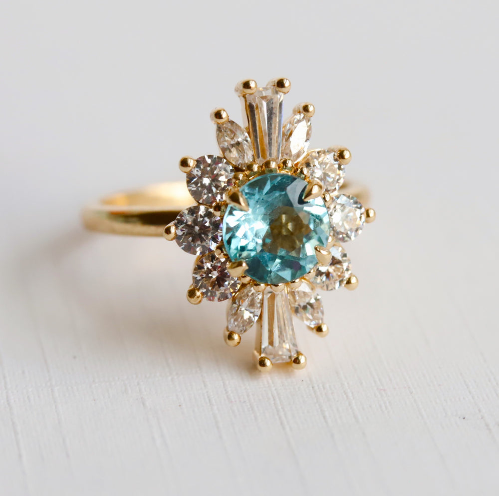 CORA | Round Blue Topaz Halo Ring