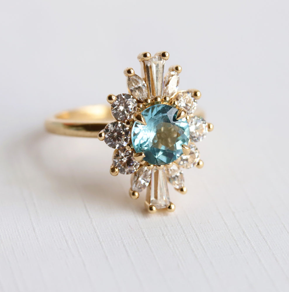CORA | Round Blue Topaz Halo Ring
