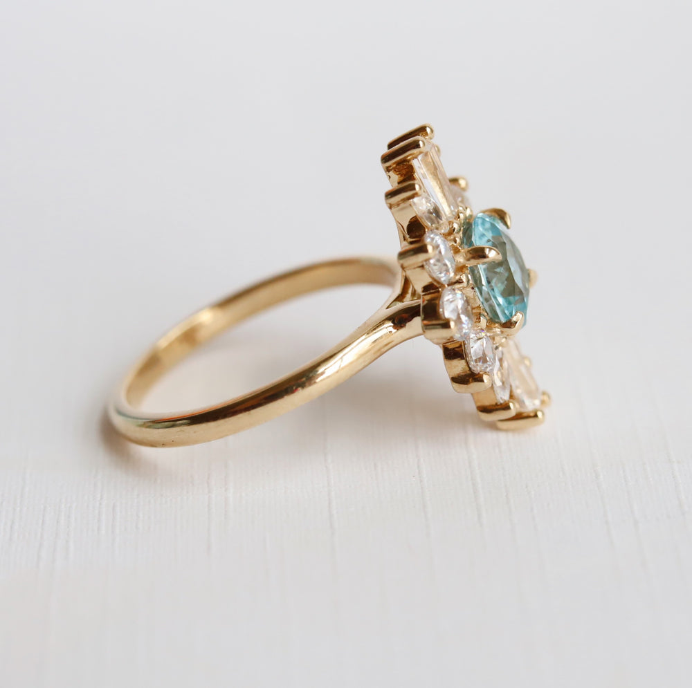 CORA | Round Blue Topaz Halo Ring