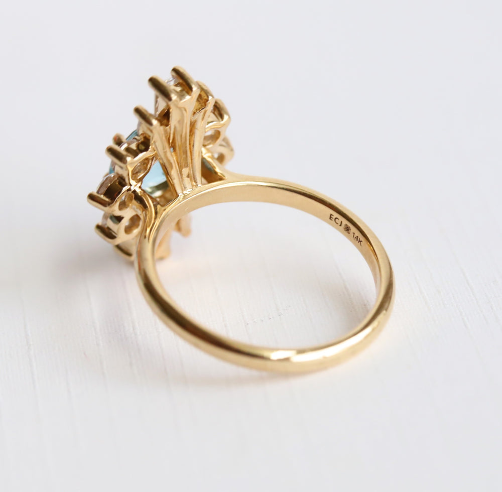 CORA | Round Blue Topaz Halo Ring