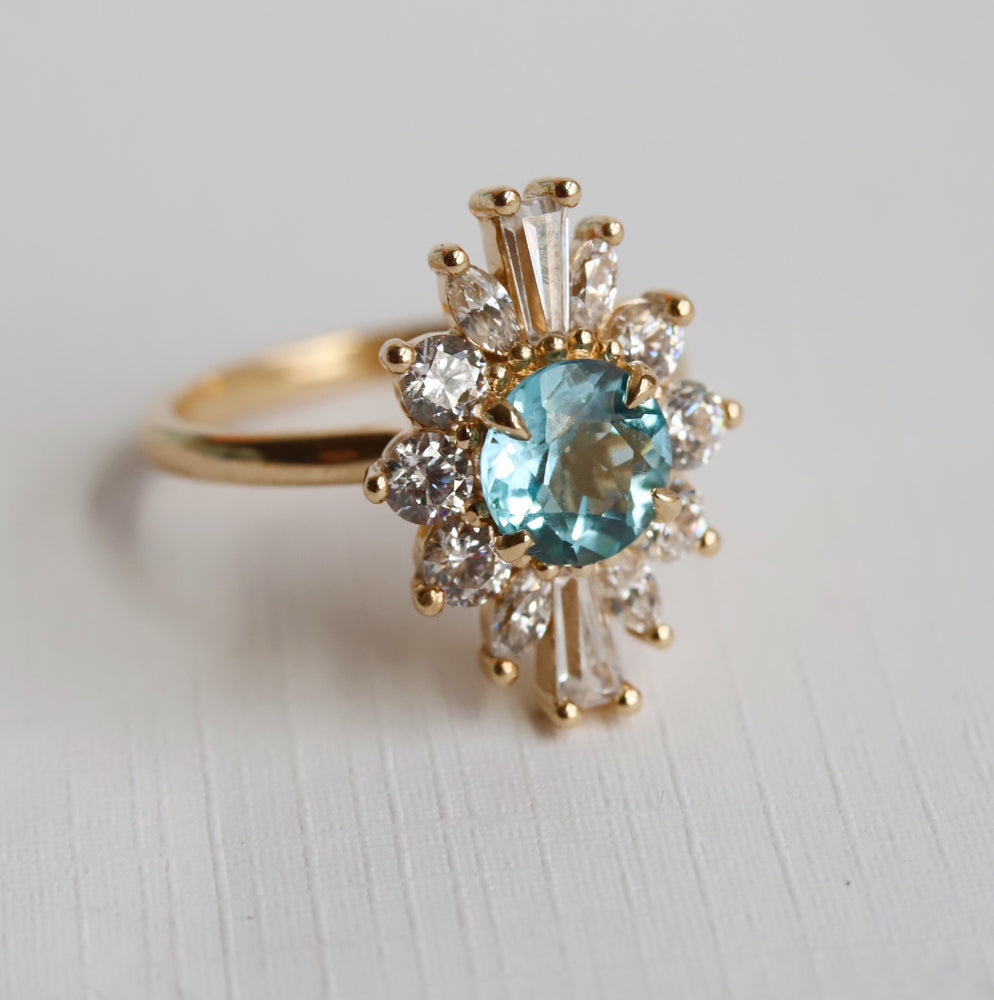 CORA | Round Blue Topaz Halo Ring