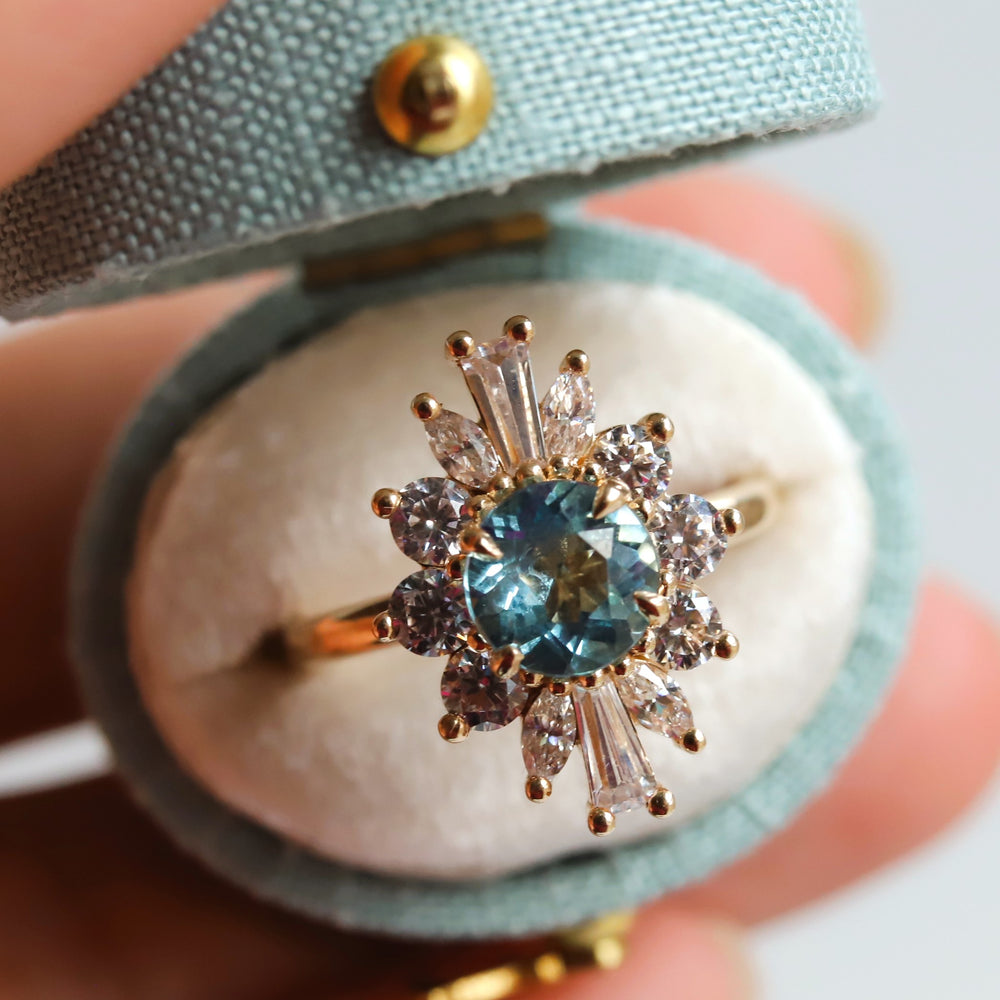 CORA | Round Blue Topaz Halo Ring
