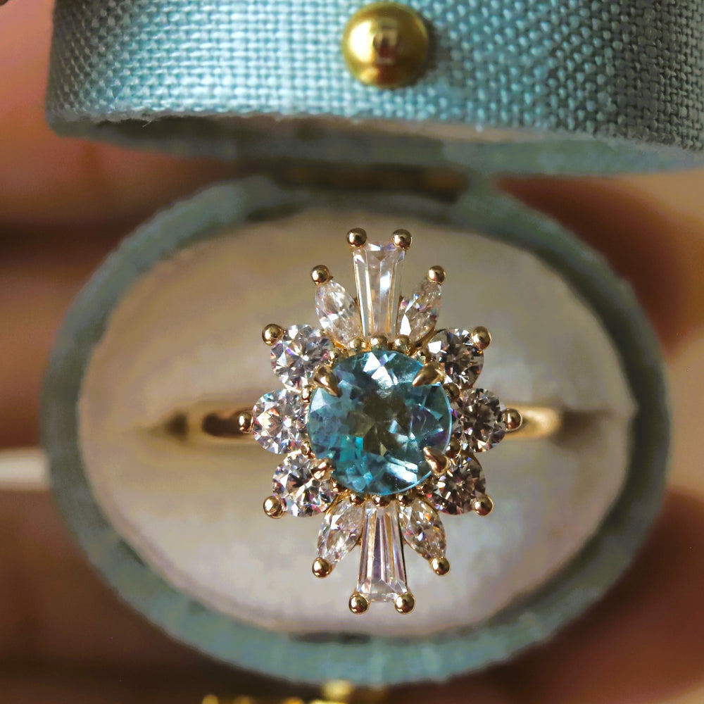 CORA | Round Blue Topaz Halo Ring