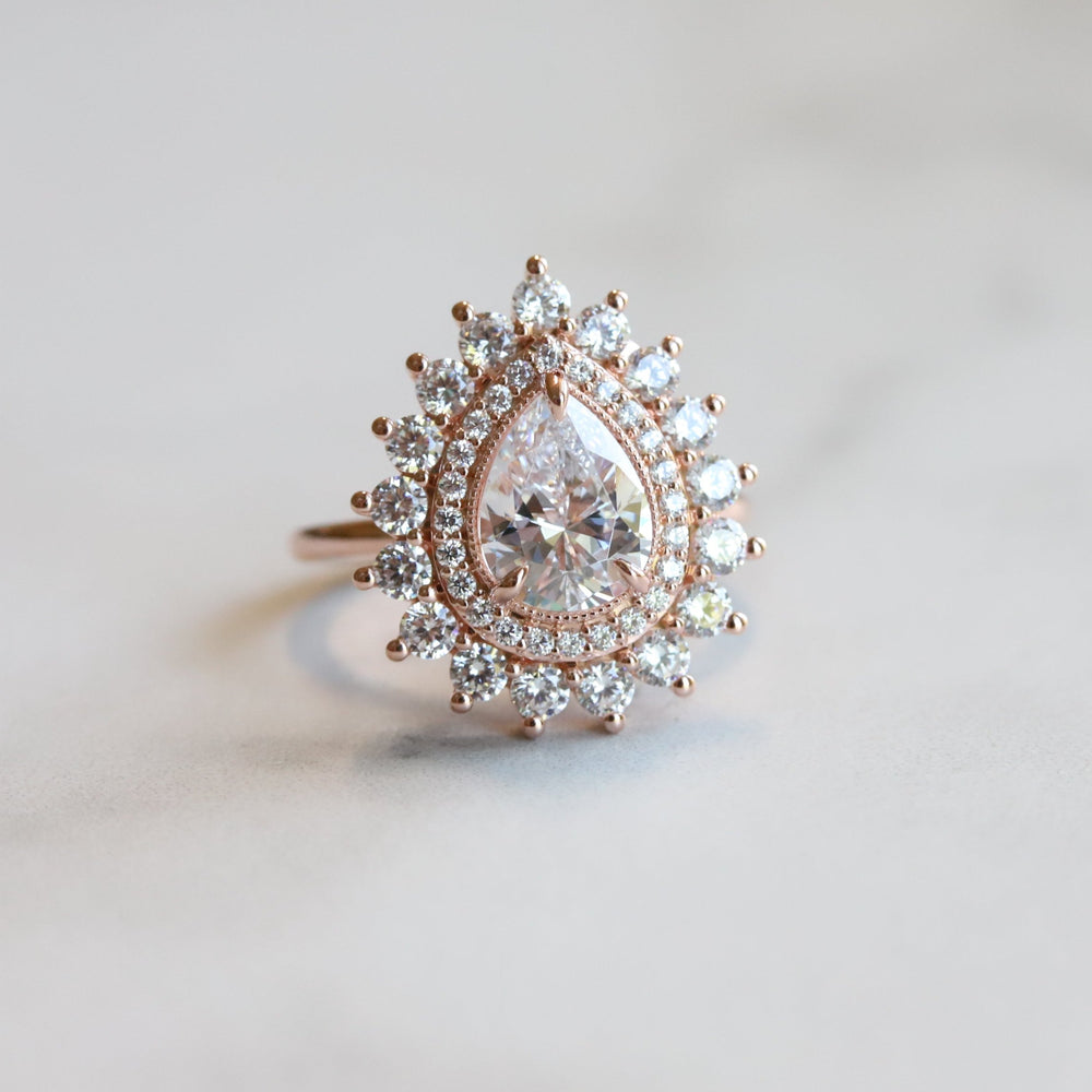 Josephine | Pear Moissanite Double Halo Ring