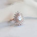 Josephine | Pear Moissanite Double Halo Ring