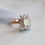 Margot | Emerald Cut Diamond Halo Ring