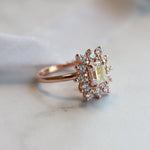 Margot | Emerald Cut Diamond Halo Ring