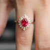 Lana | Oval Pear Chatham™ Ruby Halo Ring