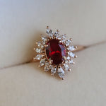 Lana | Oval Pear Chatham™ Ruby Halo Ring