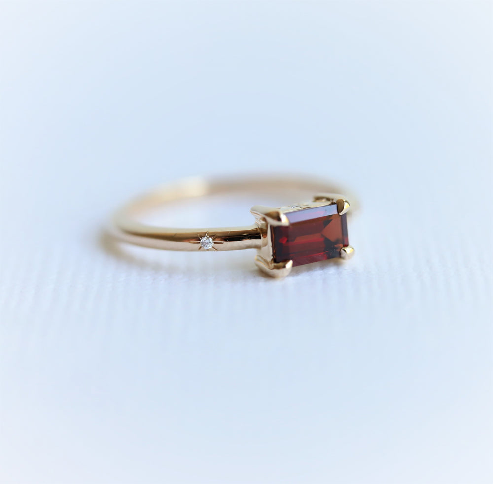 Stella | Emerald Cut Birthstone Hidden Star Ring
