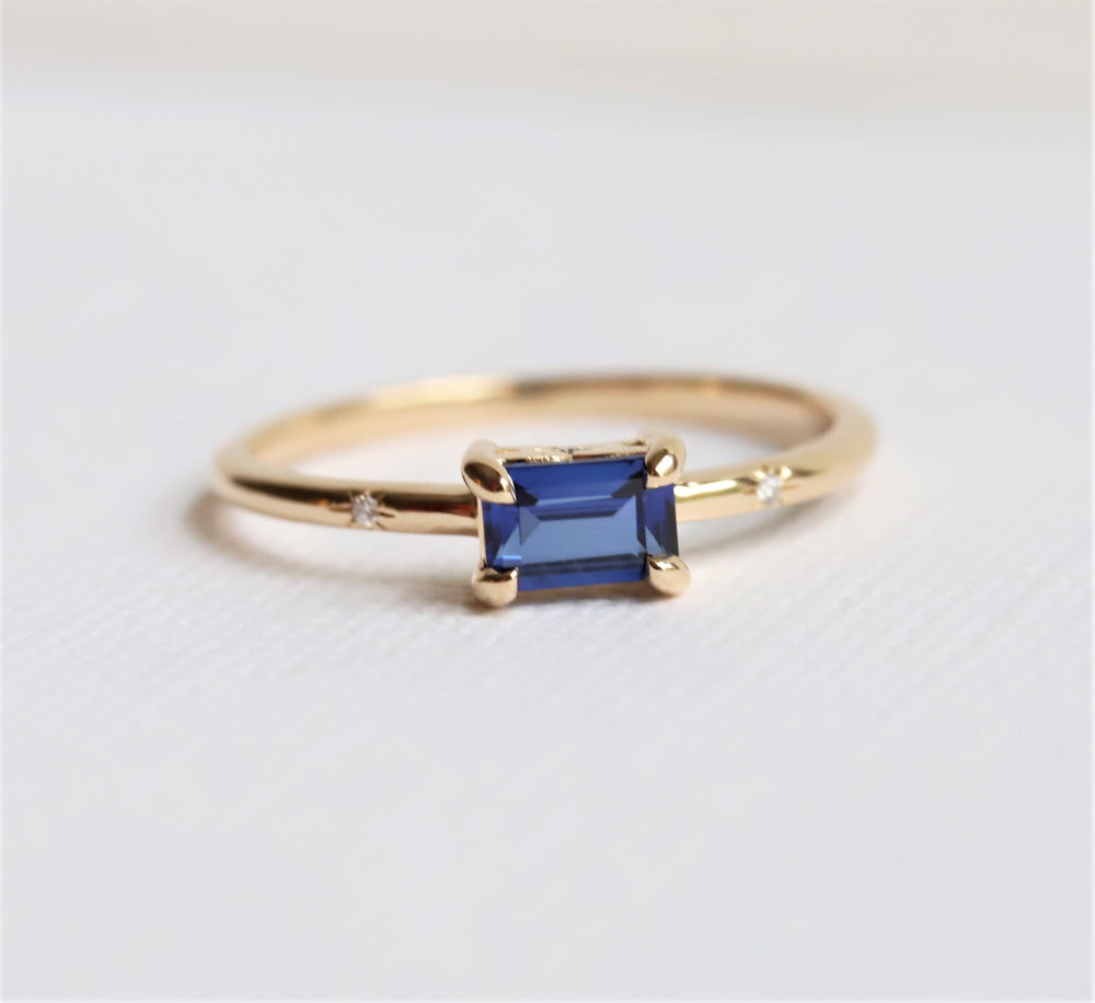 Stella | Emerald Cut Birthstone Hidden Star Ring