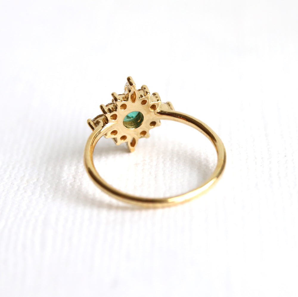 Skylar | Natural Emerald & Diamond Snowflake Halo Ring