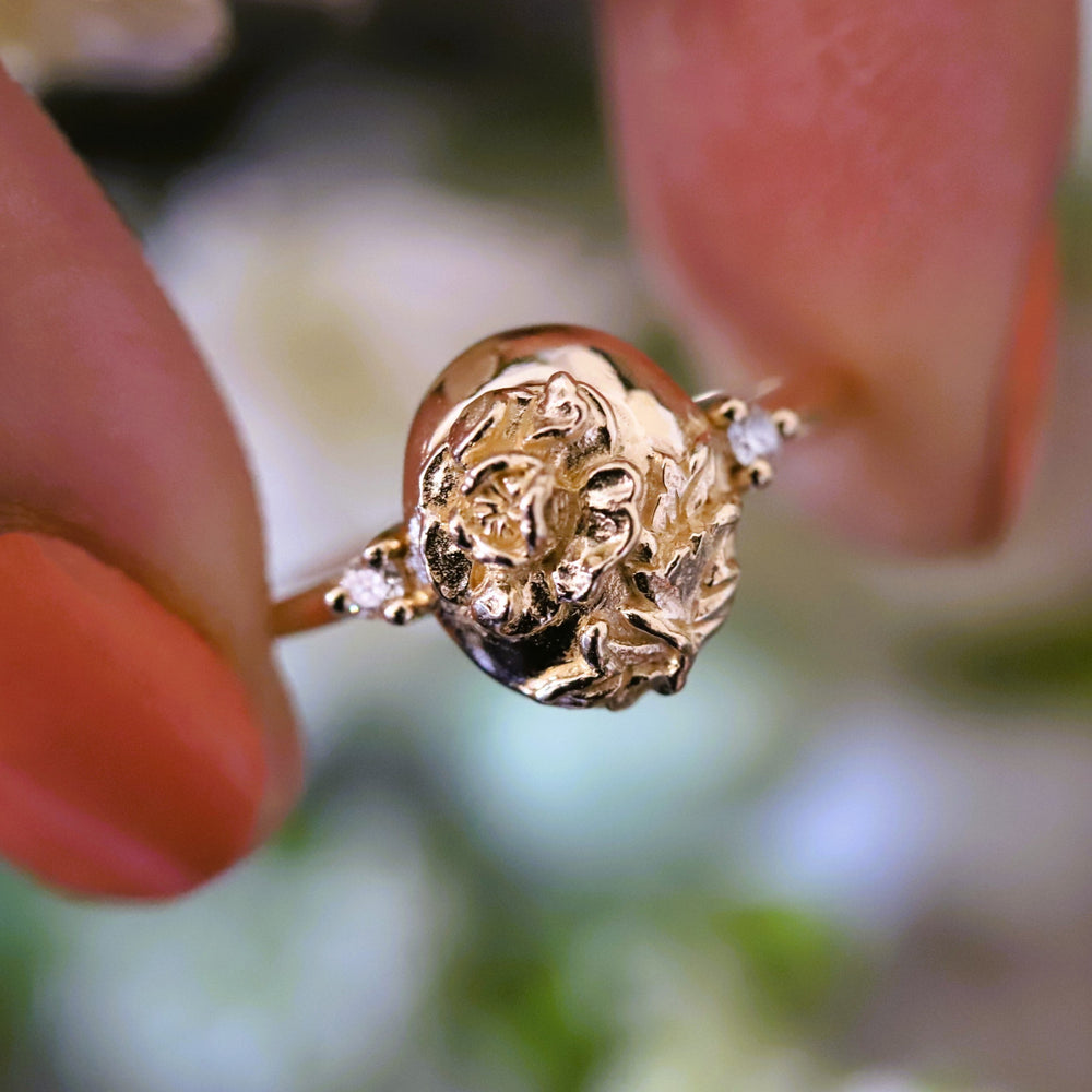 Two Dimensional Peony Signet Ring
