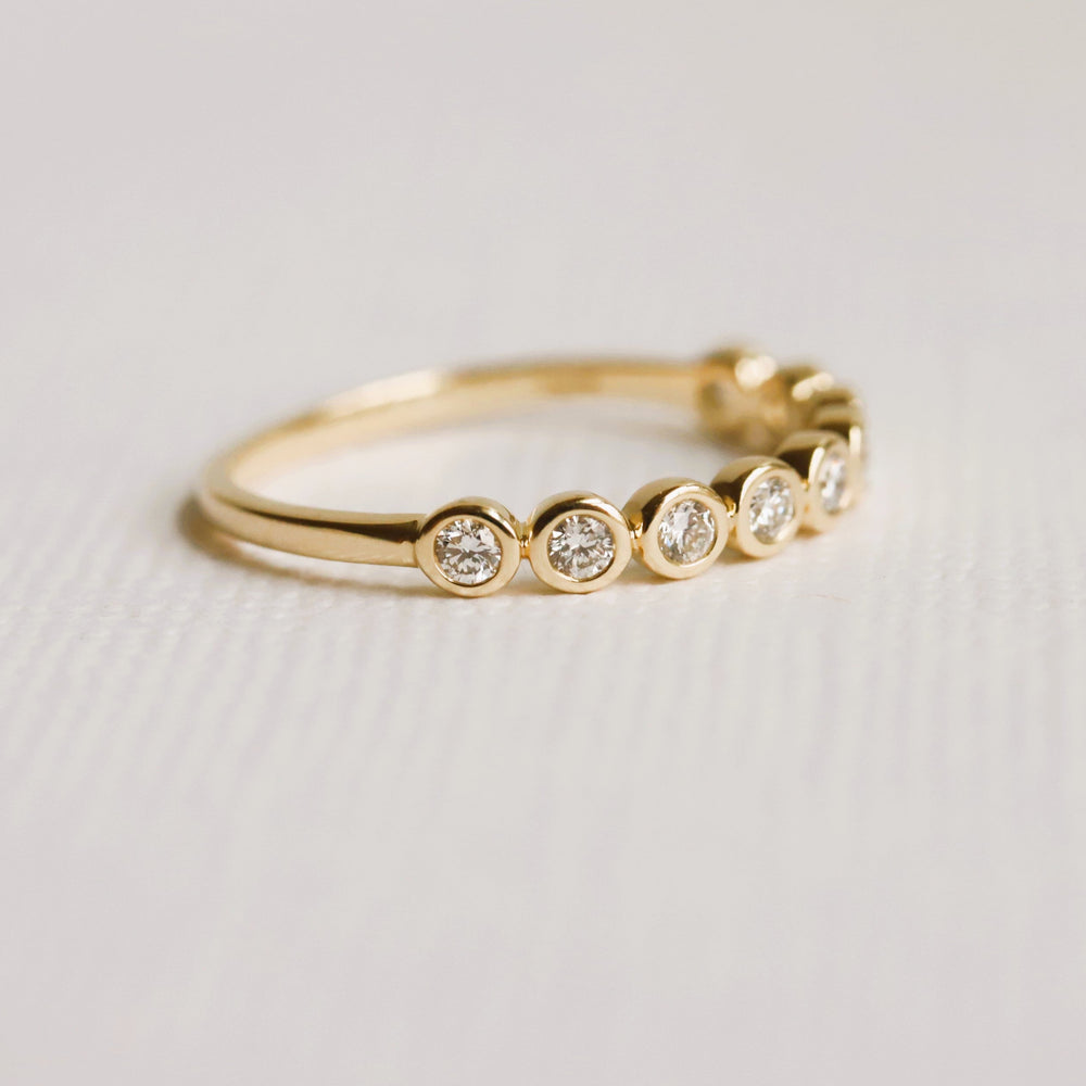 LUCIANA | Bezel Set Diamond Half Eternity Wedding Band