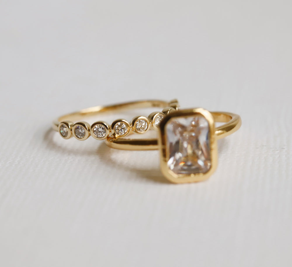 LUCIANA | Bezel Set Diamond Half Eternity Wedding Band