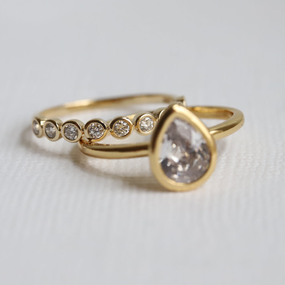 LUCIANA | Bezel Set Diamond Half Eternity Wedding Band