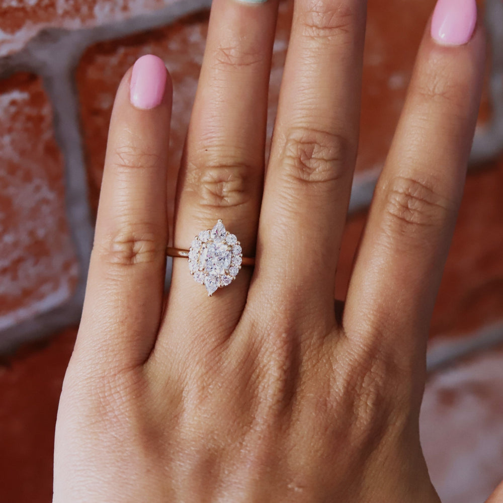 Jazlyn | Square Cushion Cut Lab-Grown Diamond Halo Ring