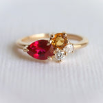 Bella | Ruby, Citrine and Diamond Cluster ring