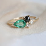 Bella | Emerald, Black and White Diamond Cluster ring