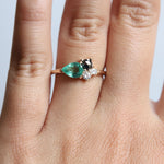 Bella | Emerald, Black and White Diamond Cluster ring