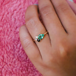 Bella | Emerald, Black and White Diamond Cluster ring