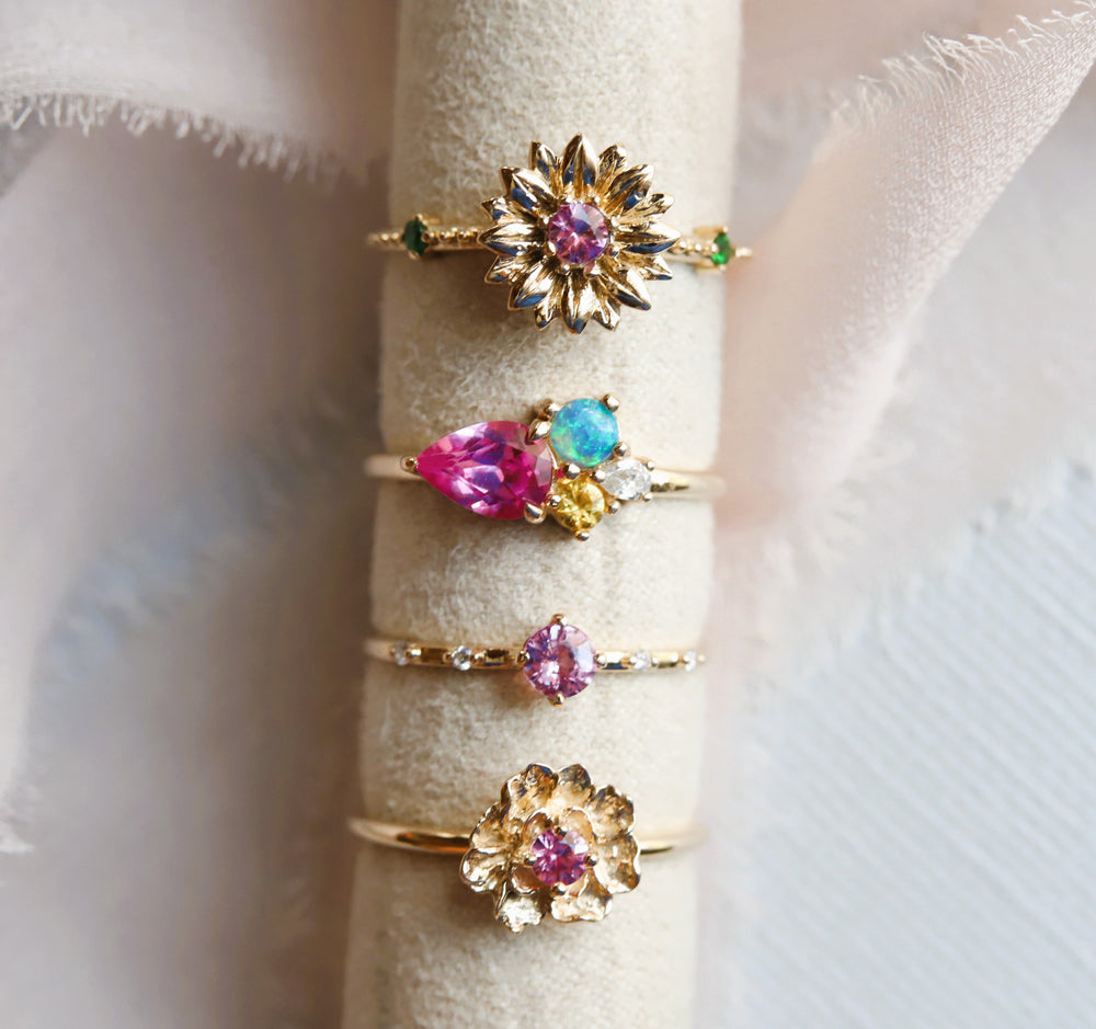 Peony No.2 | Pink Sapphire Stacking Ring