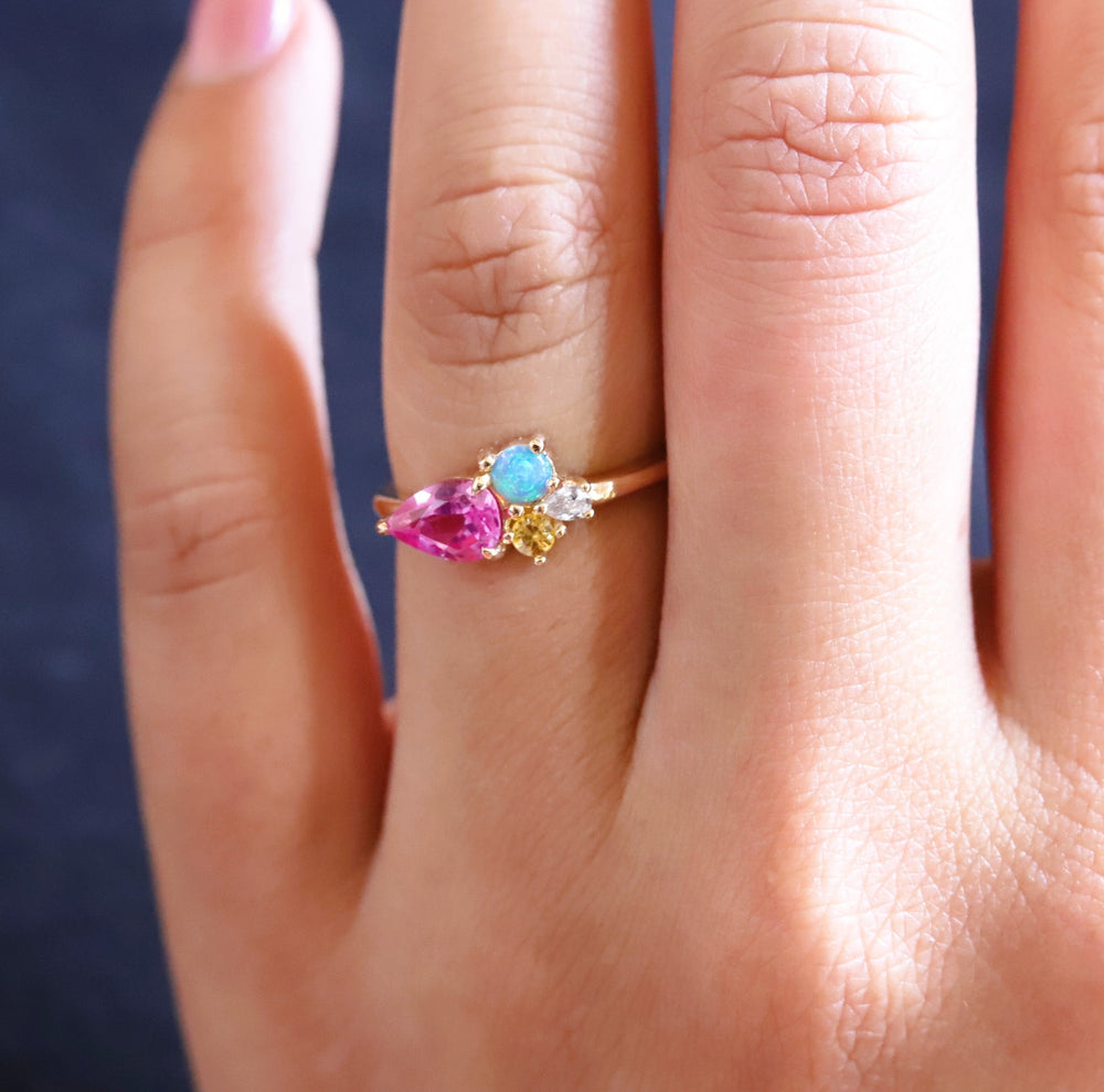 Bella | Pink Sapphire Cluster ring