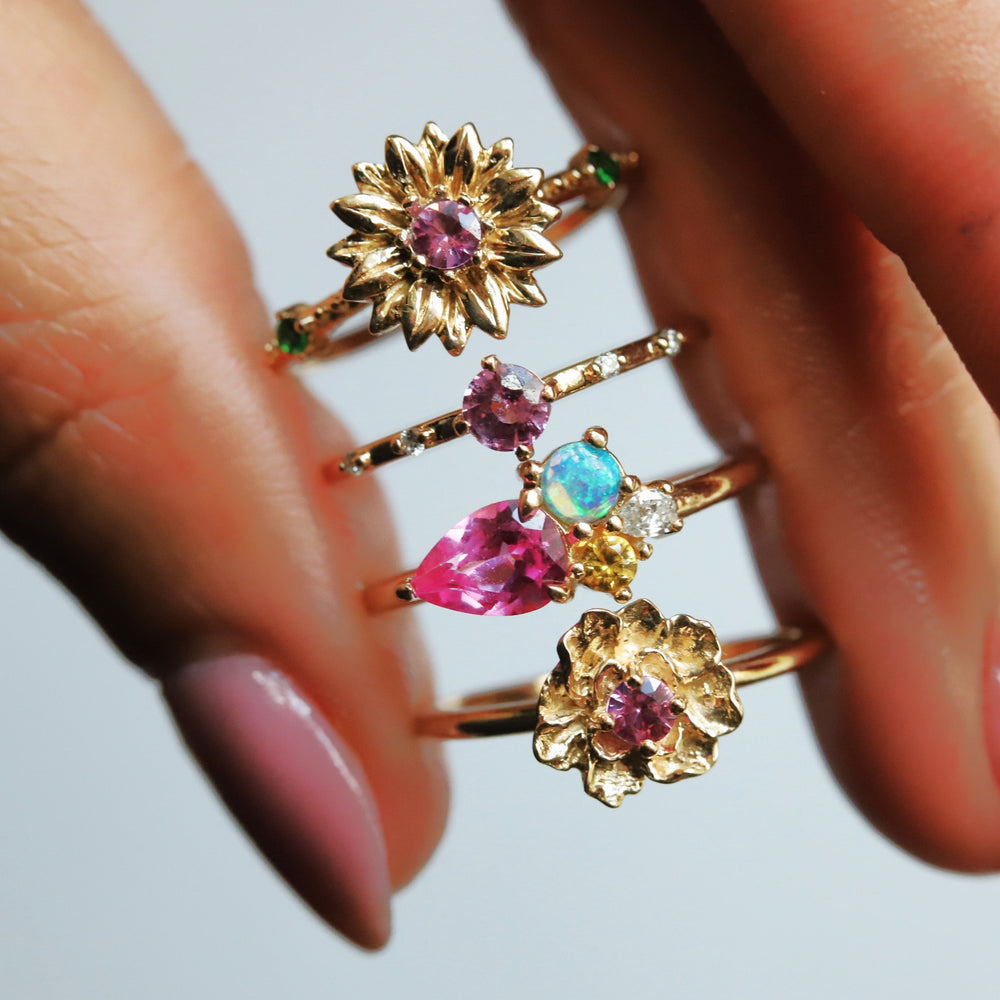 Peony No.2 | Pink Sapphire Stacking Ring