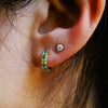 2.5 mm Emerald Huggies Hinged Hoop Earrings