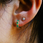 2.5 mm Emerald Huggies Hinged Hoop Earrings