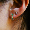 READY TO SHIP | 2.5 mm Emerald Huggies Hinged Hoop Earrings