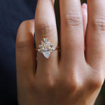 CORA | Pear Black Center Stone & White Diamond Ring