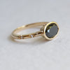 Stella | Oval 1 ct. Black Diamond Bezel Set Starburst East-West Ring