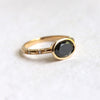 Stella | Oval 1 ct. Black Diamond Bezel Set Starburst East-West Ring
