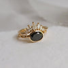 Stella | Oval 1 ct. Black Diamond Bezel Set Starburst East-West Ring