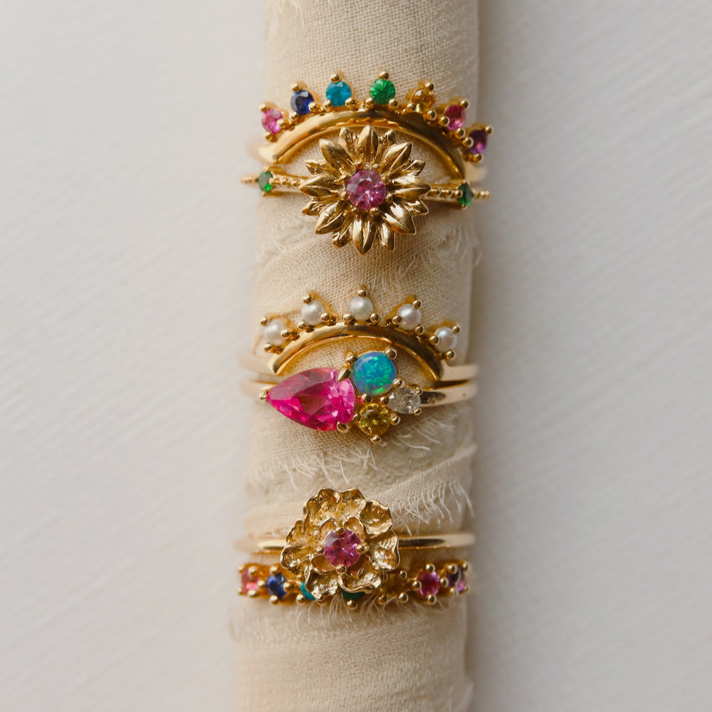 JOY | 5-Stone Arch Band in Pearl